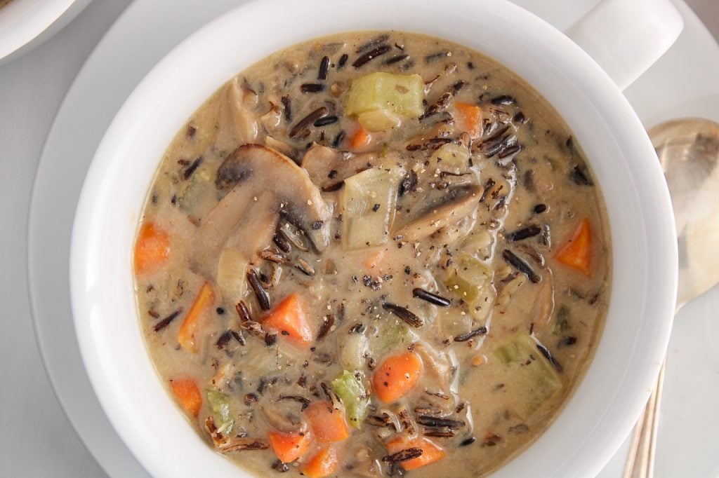 Vegan Wild Rice Mushroom Soup - Plant Based Jess