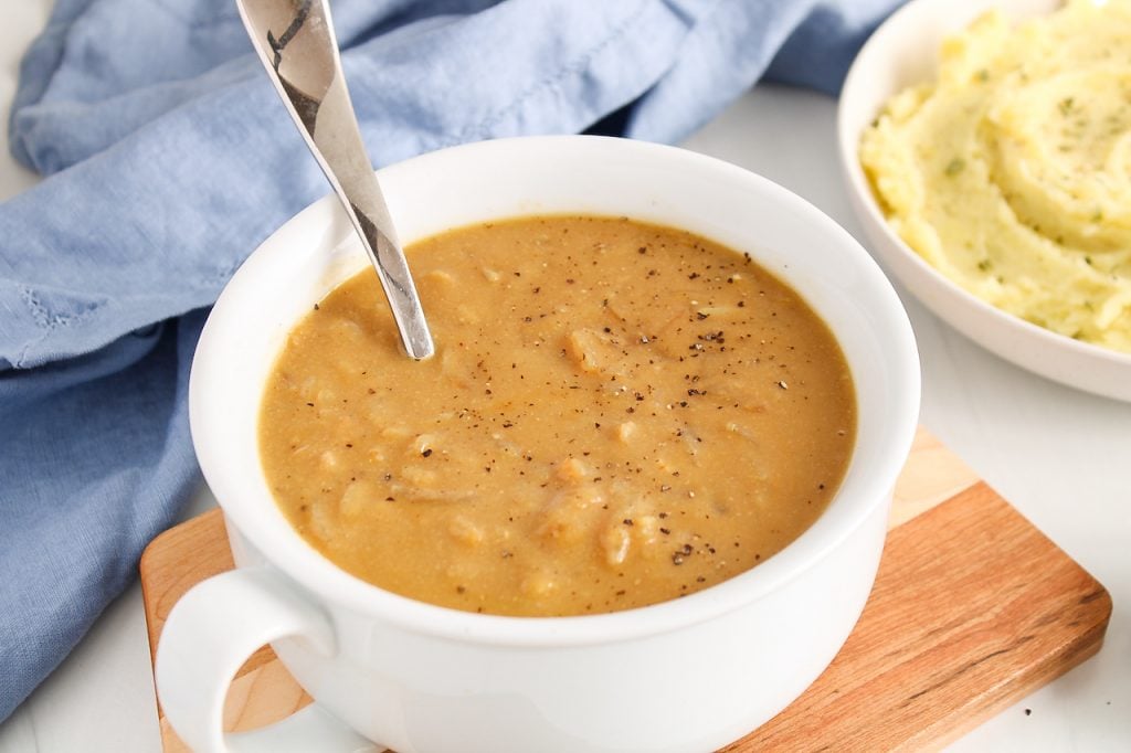 Vegan Onion Gravy with Oil Free Option This Healthy Kitchen