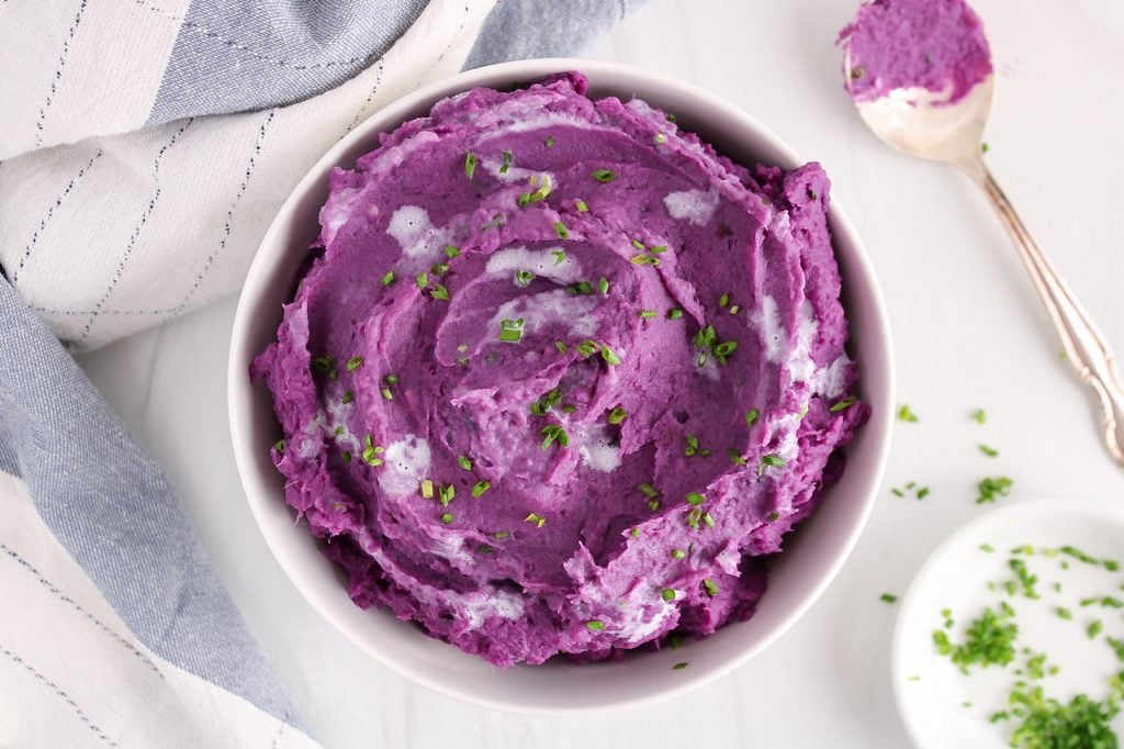 Slow Cooker Purple Mashed Potatoes with baby potatoes