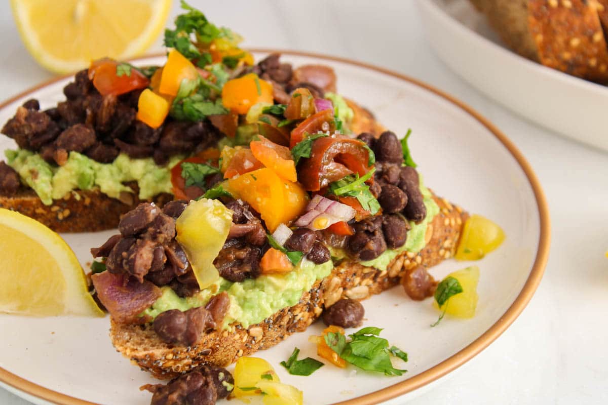 Mexican Black Bean and Avocado Toast Plant Based Jess
