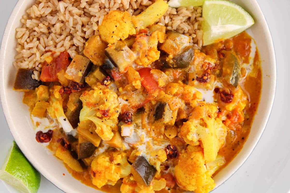 Aubergine and Cauliflower Curry Plant Based Jess