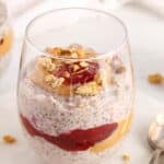 Close up on a quinoa overnight oats recipe.