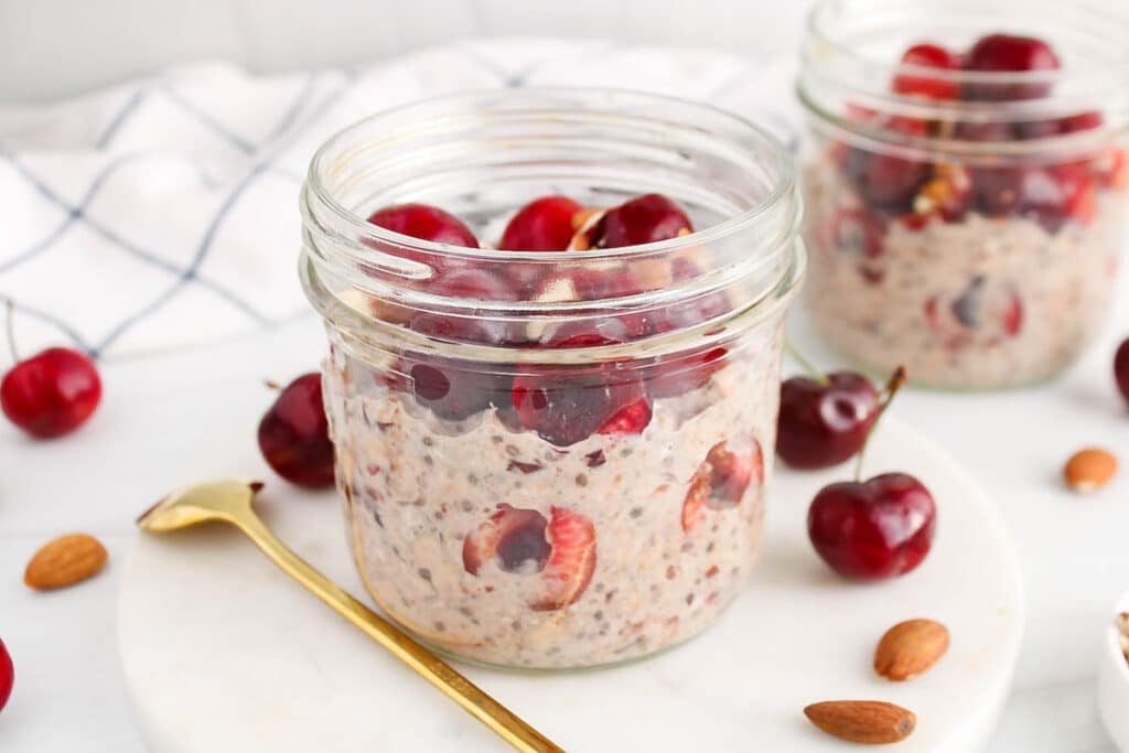 Cherry Overnight Oats - Plant Based Jess