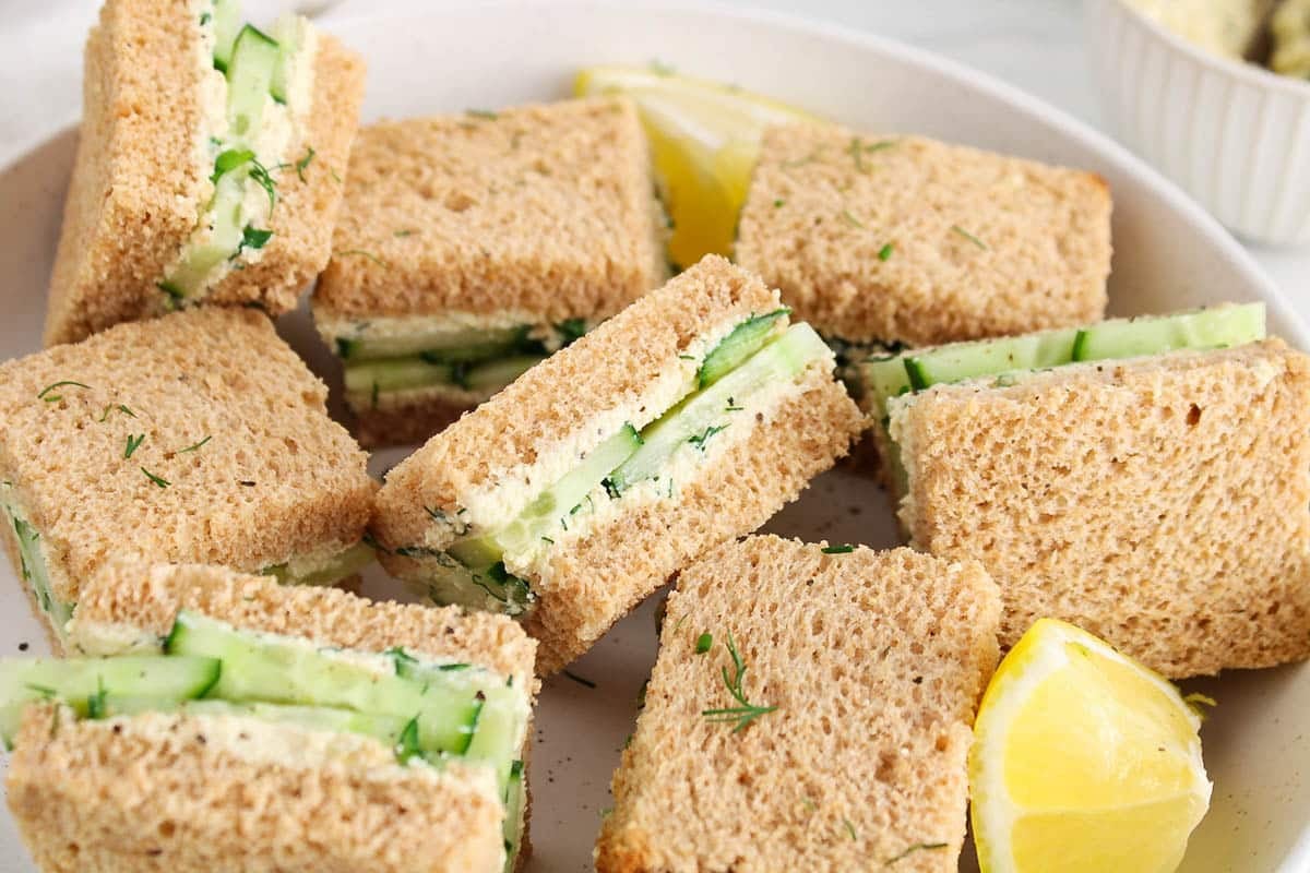 Vegan Cucumber Tea Sandwiches with Dill Cream Cheese-image