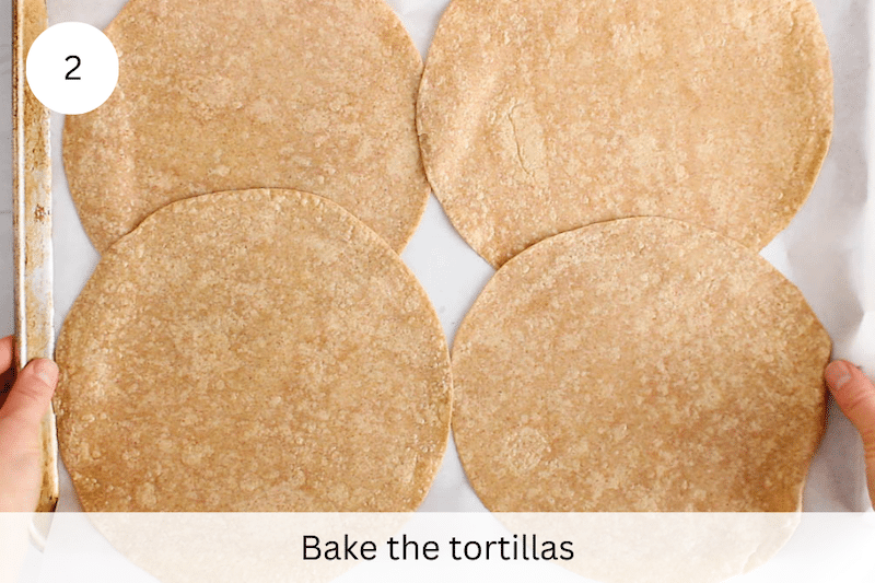 In process picture: bake the tortillas.