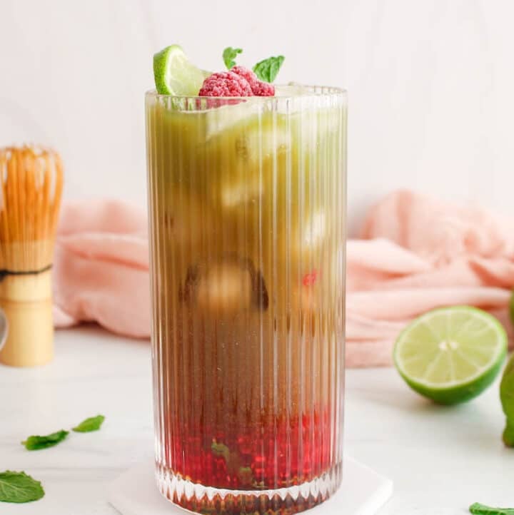 Matcha Raspberry Slice Raspberry Matcha Mocktail - Plant Based Jess