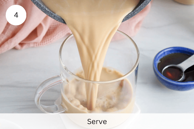 In process picture: pour the milk in a mug.