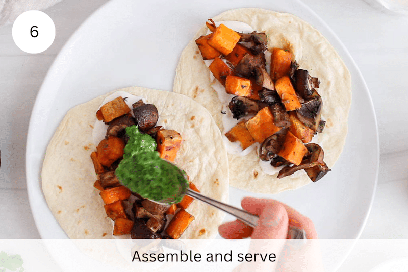 In process picture: assemble the tacos.