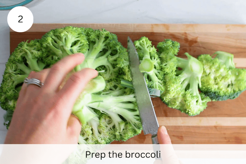 In process picture: prep the broccoli.