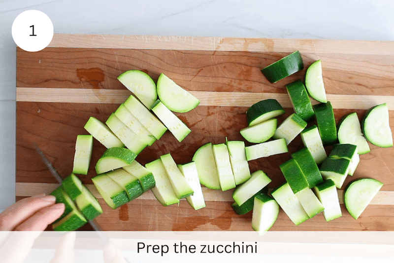 In process picture: prep the zucchini.