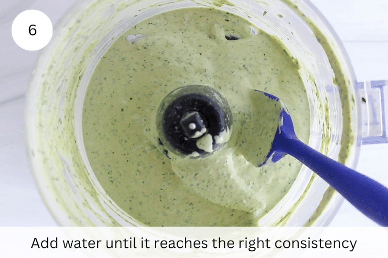 In process picture: add enough water slowly for desired consistency.