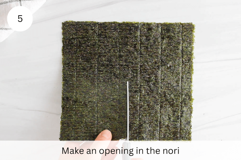 In process picture: slice the nori.