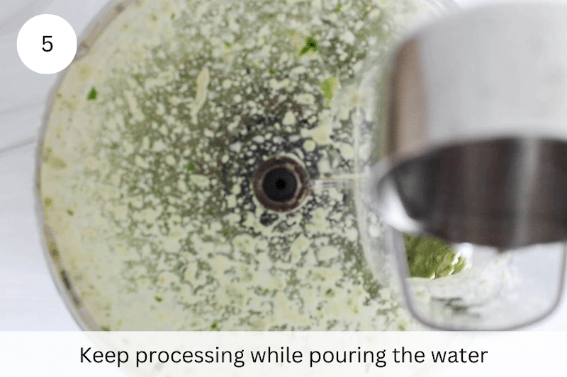 In process picture: add water slowly in a fine stream.