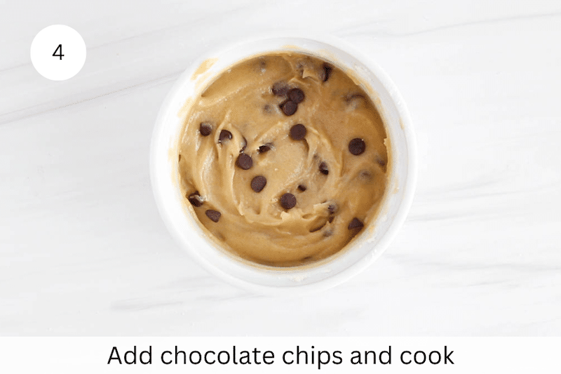 In process picture: stir in chocolate chips.