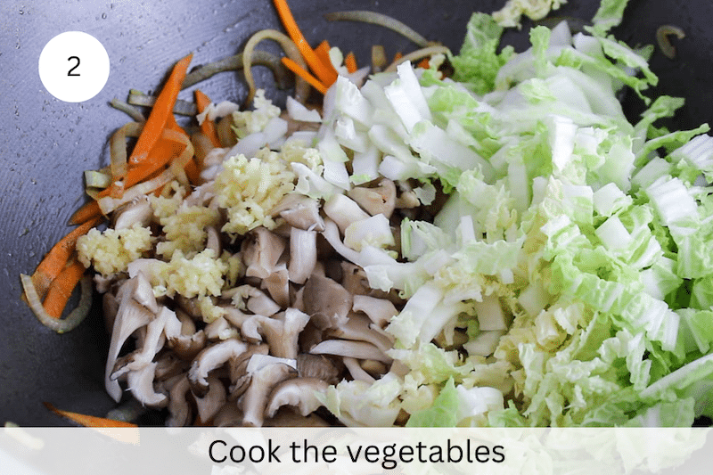 In process picture: cook the vegetables.