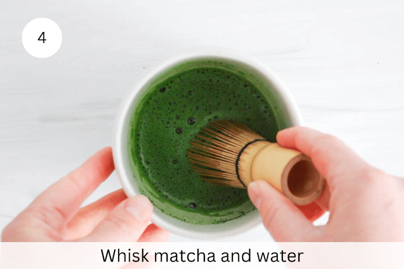 In process picture: whisk matcha and water.