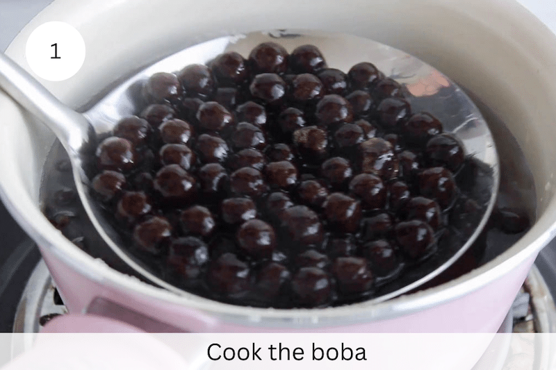 In process picture: cook the boba.