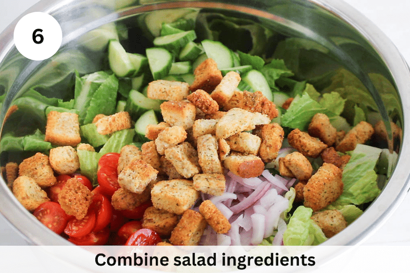 In process picture: combine the salad ingredients.