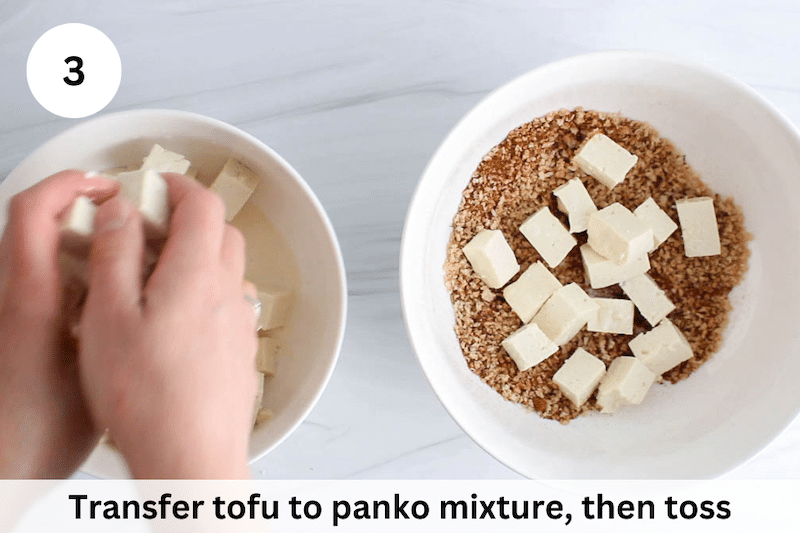 In process picture: bake the tofu.