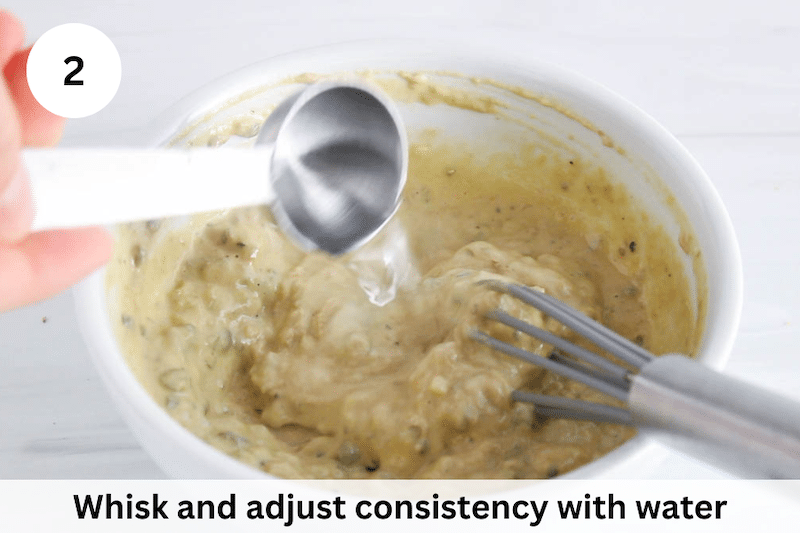 In process picture: adjust consistency with water.