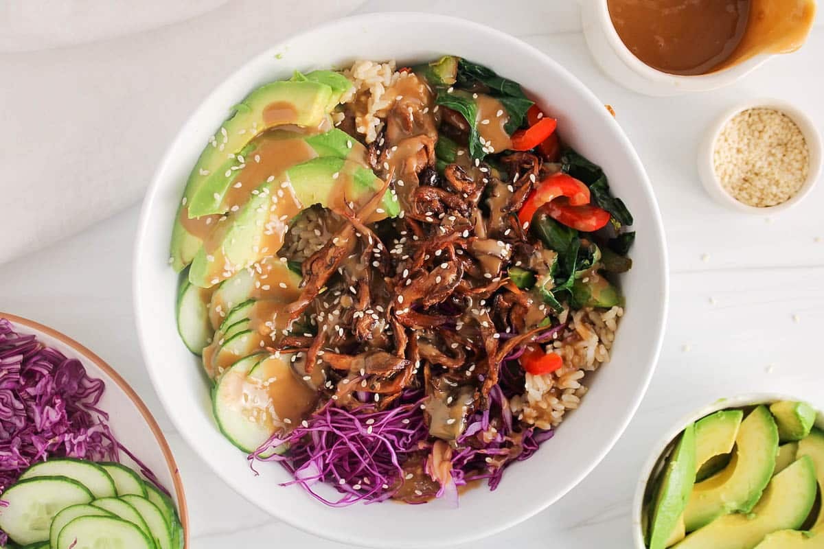 Asian Buddha Bowl with Oyster Mushrooms (Vegan)-image