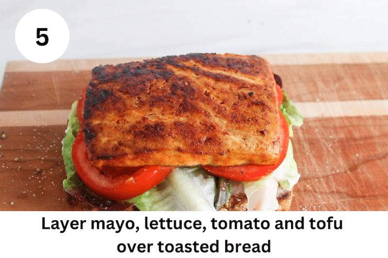 In process picture: layer the ingredients over bread.