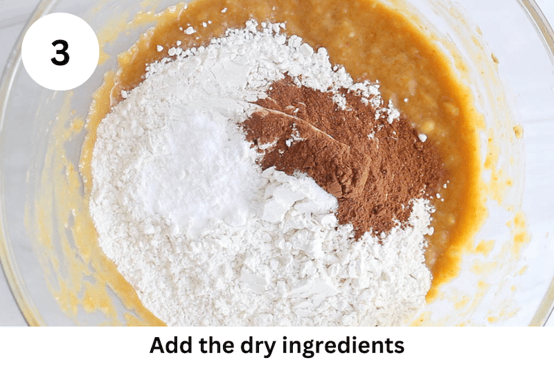 In process picture: add dry ingredients over.