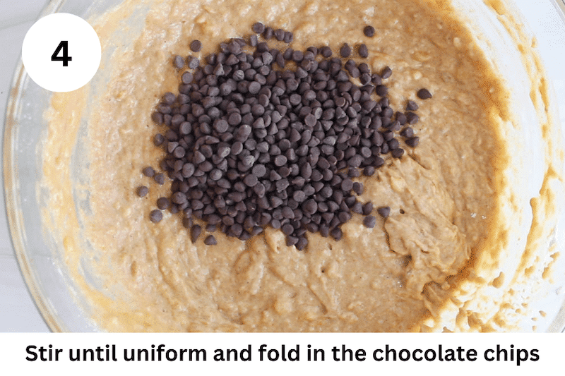 In process picture: add chocolate chips.