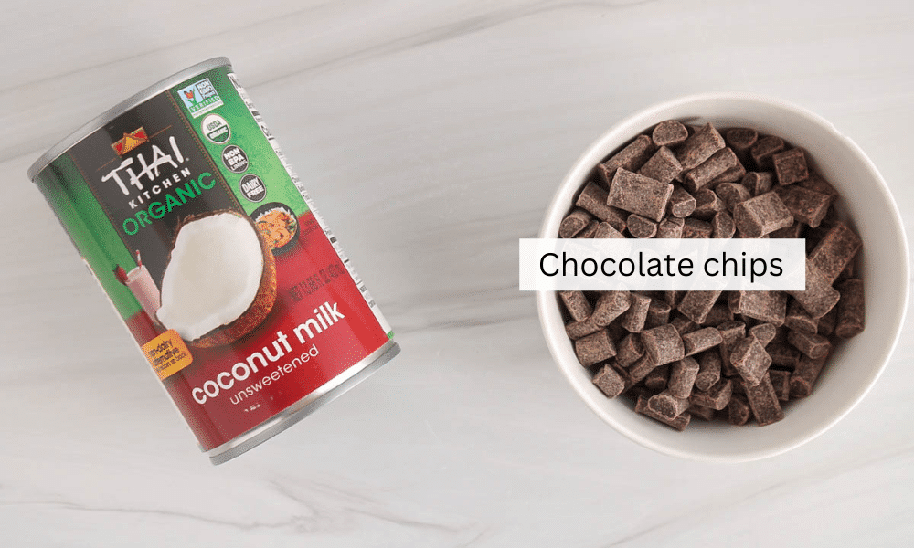Ingredients needed to make vegan chocolate ganache.