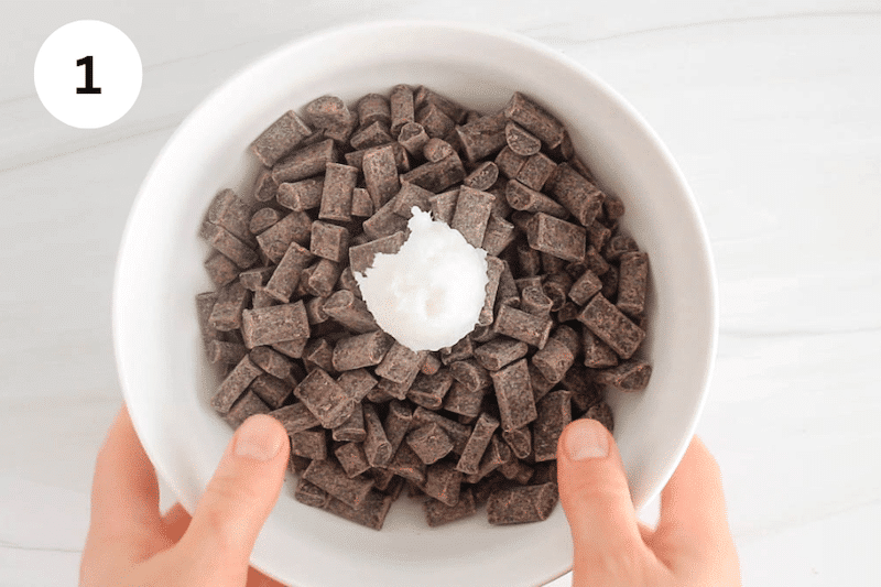 A bowl with chocolate and coconut oil.