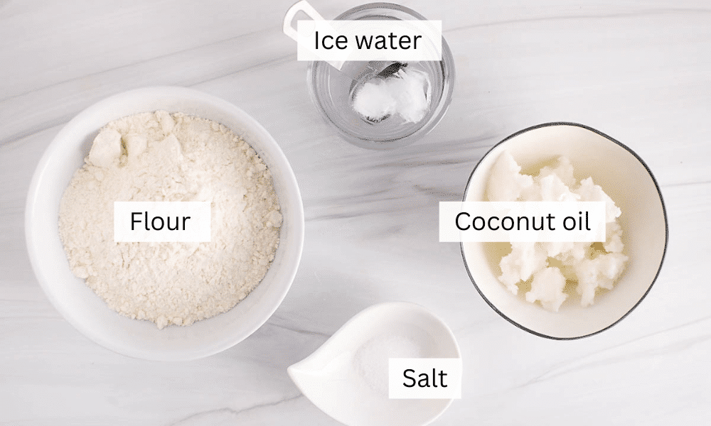 Ingredients needed to make a 3-ingredient pie crust.