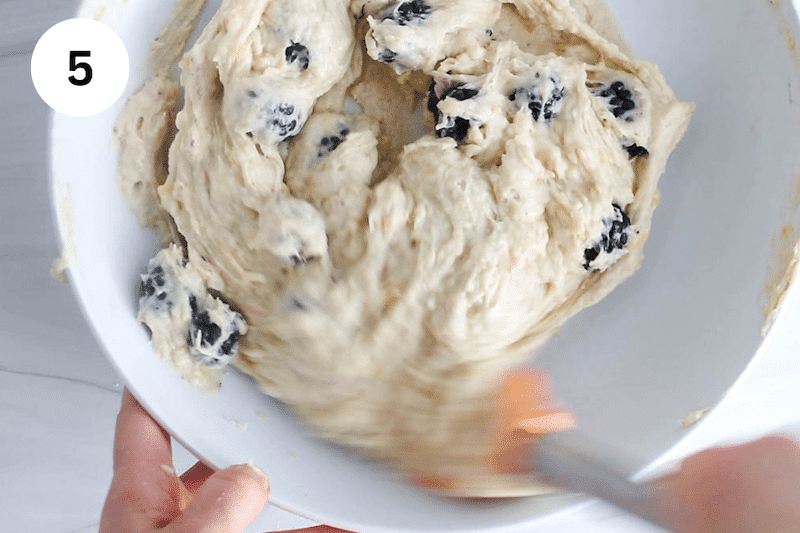 Blackberry folded in a muffin batter.