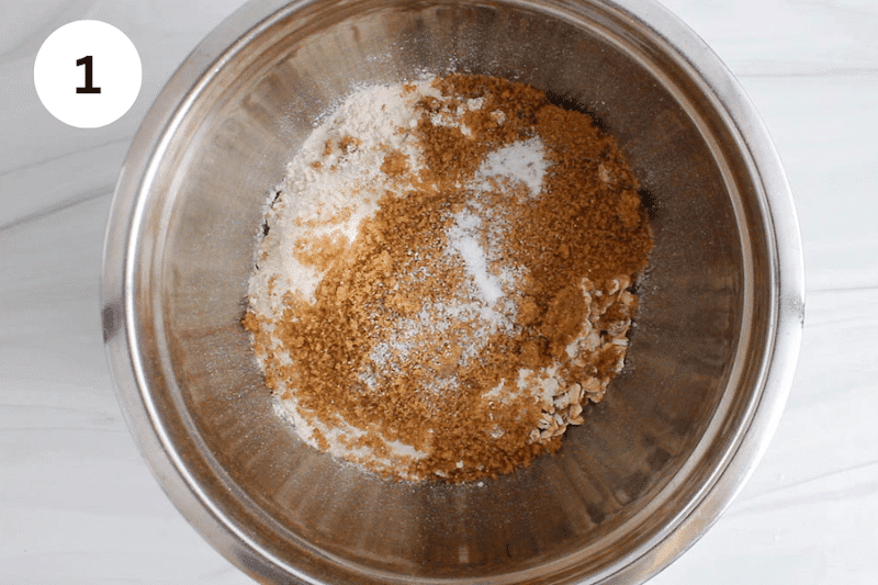 A large bowl with oat and flour.