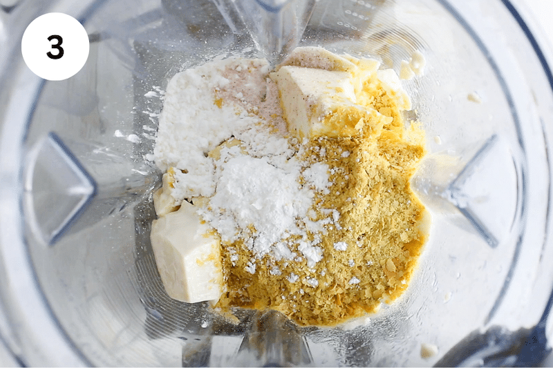 Blender with tofu and seasonings.