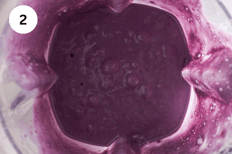 Blender with a bright purple creamy mixture